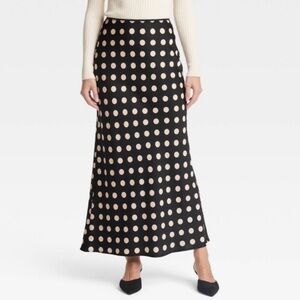 a new day Black and Cream Polka Dot Maxi Skirt